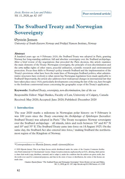 The Svalbard Treaty and Norwegian Sovereignty